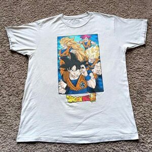 Dragon Ball Super T-Shirt Men's Size Large Graphic Print Beige Shirt